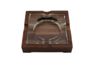 Popolník Crystal/Wood silver square
